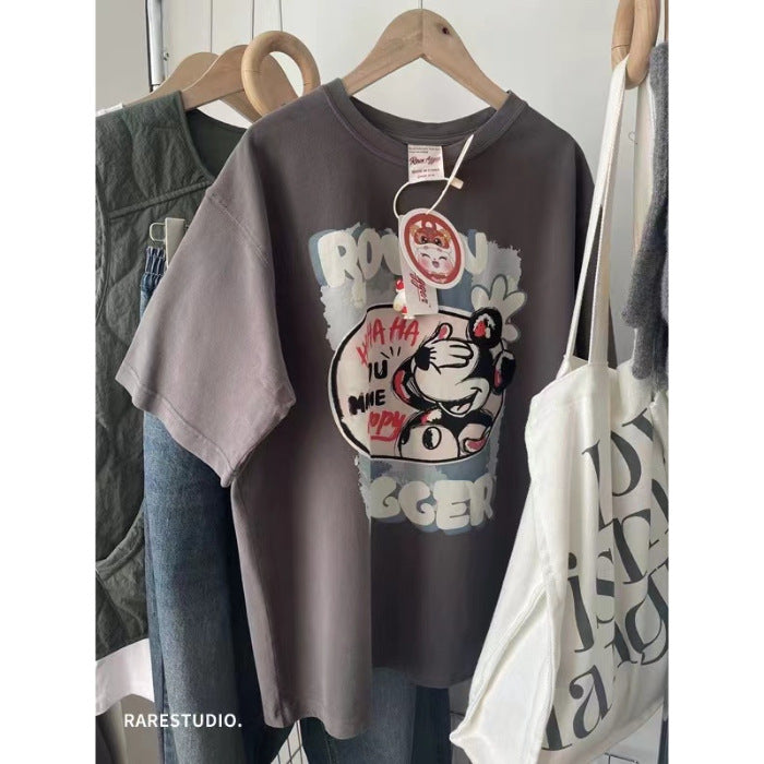 Dame T-shirt med legende cartoon-print og oversized snit Stilla