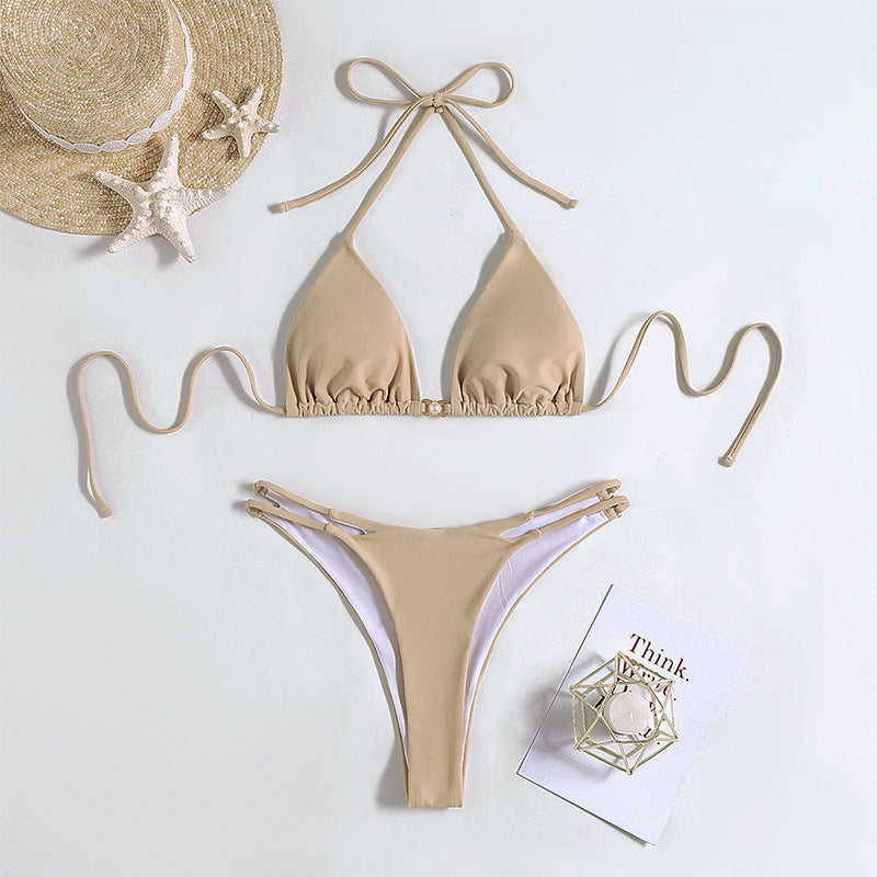 Dame triangel-bikini med justerbare stropper og elegant design Skovae