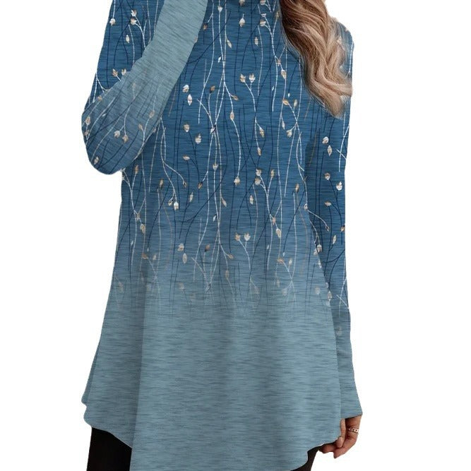 Dame højformatet bluse med legende blomsterdesign og ståkrave Stilla