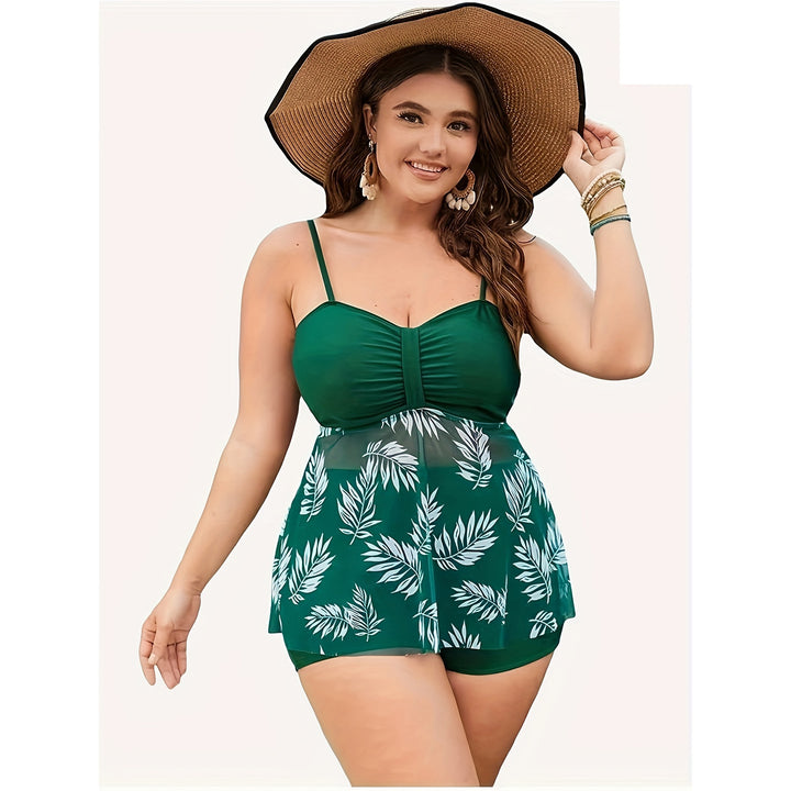 Dame Tankini-top med flydende snit og blomsterdesign Skovae