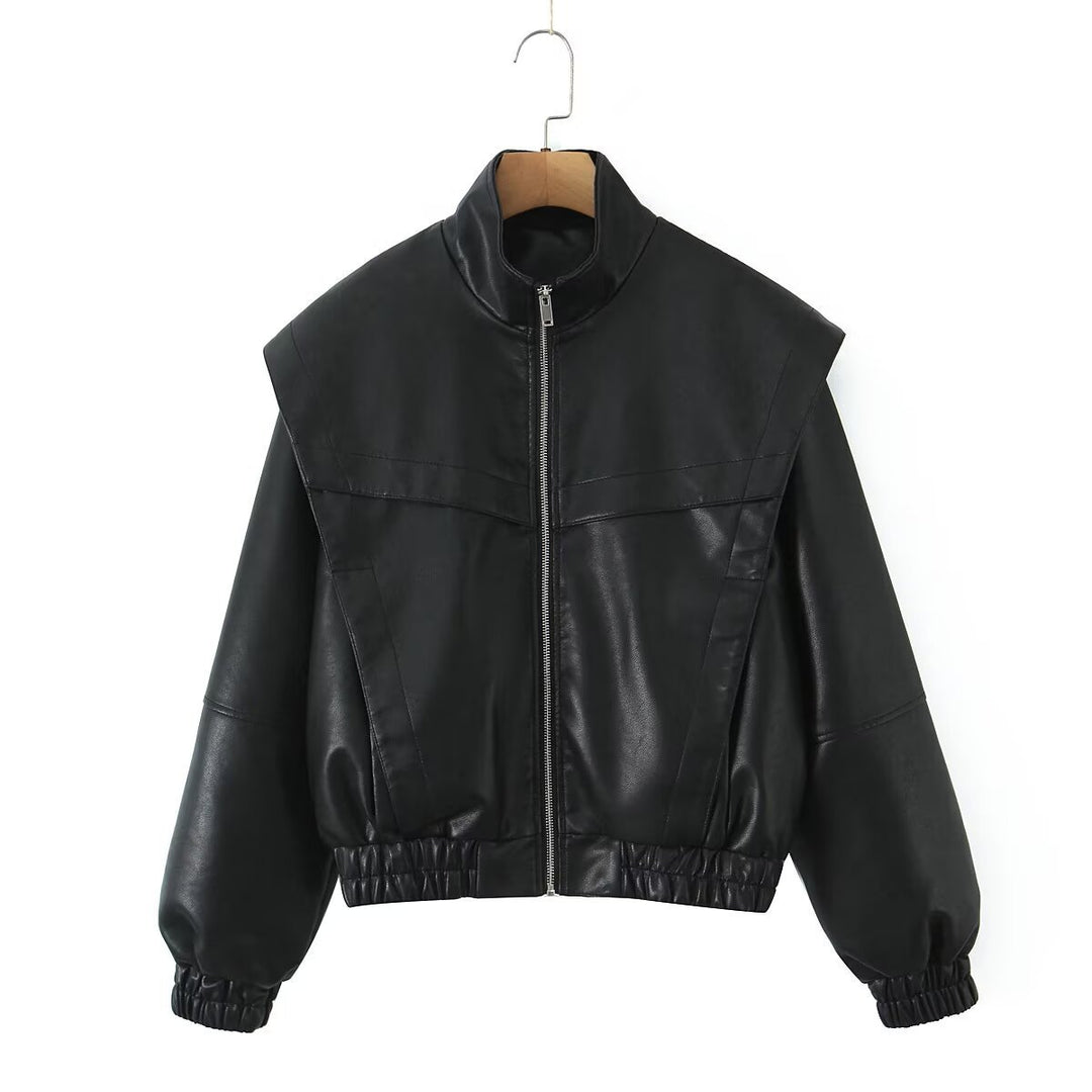 Kvinders fashionable bikerjakke med elastiske manchetter Stilla