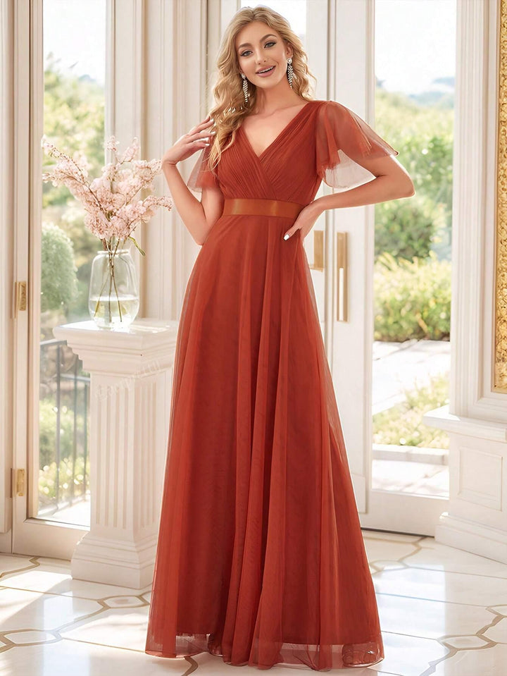Dame Maxikjole med elegante Voile-ærmer Stilla