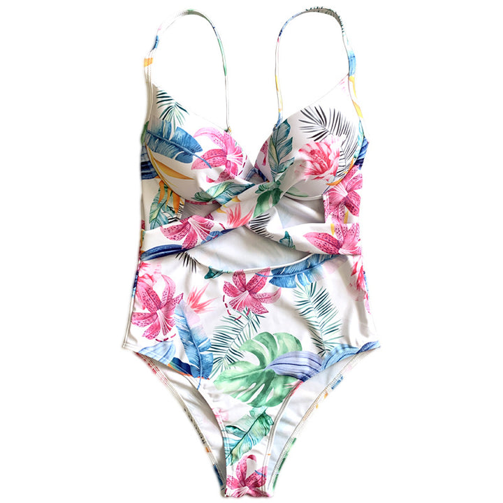 Dame One-Piece Badedragt med elegant Cut-Out-design og blomsterprint Skovae