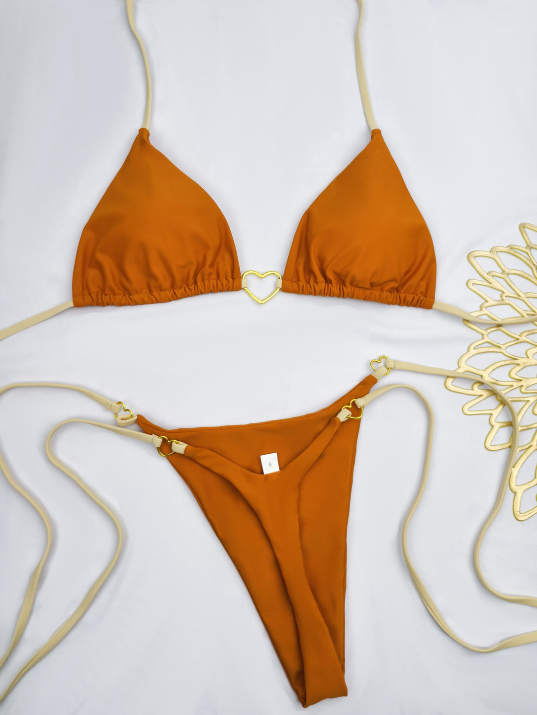 Dame Bikini-sæt med hjerteformet detalje og justerbare stropper Skovae