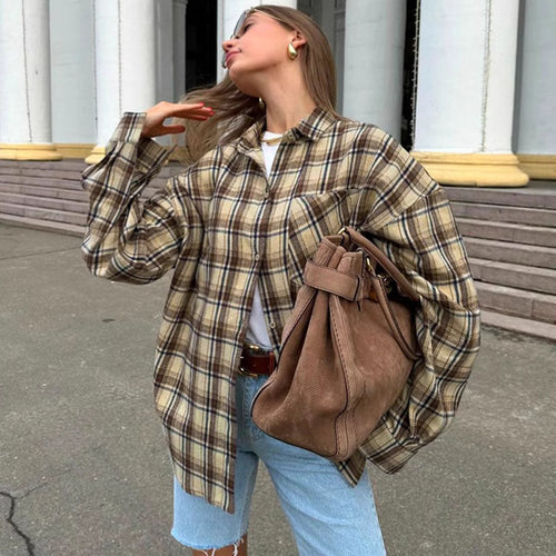 Dame Karo-Skjortejakke i afslappet oversized-snit Stilla