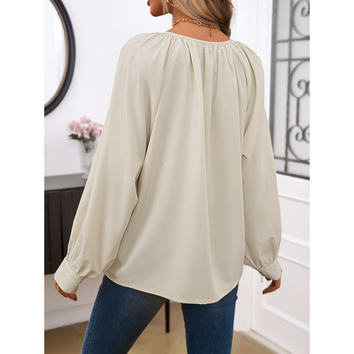 Dame Relaxed Fit Button-Up Bluse med bredde udvidede ærmer Stilla