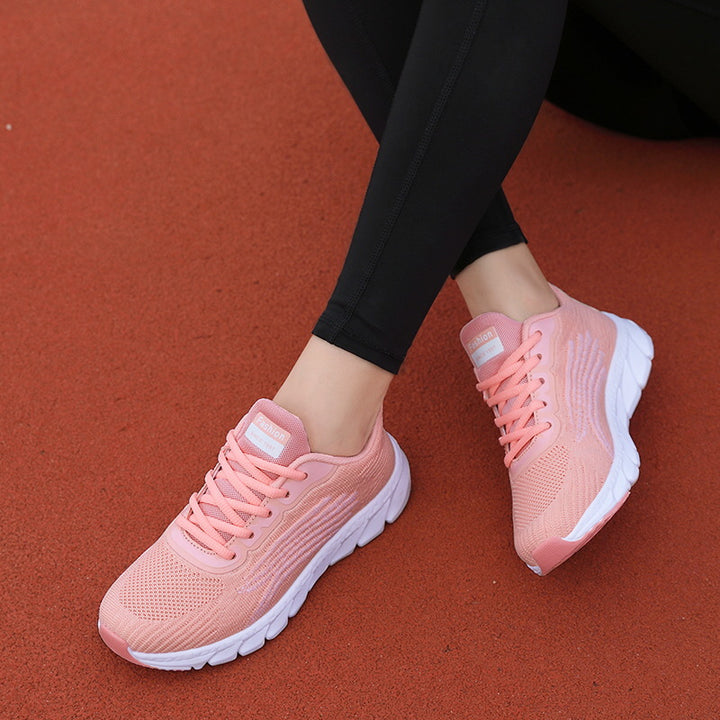 Dame nan åndbar let strik sneakers med viskoelastisk komfort sål Skovae