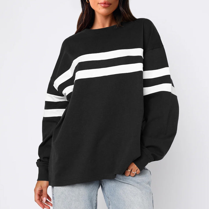 Dame casual oversized sweater med farvemæssigt kontrasterende striber Stilla