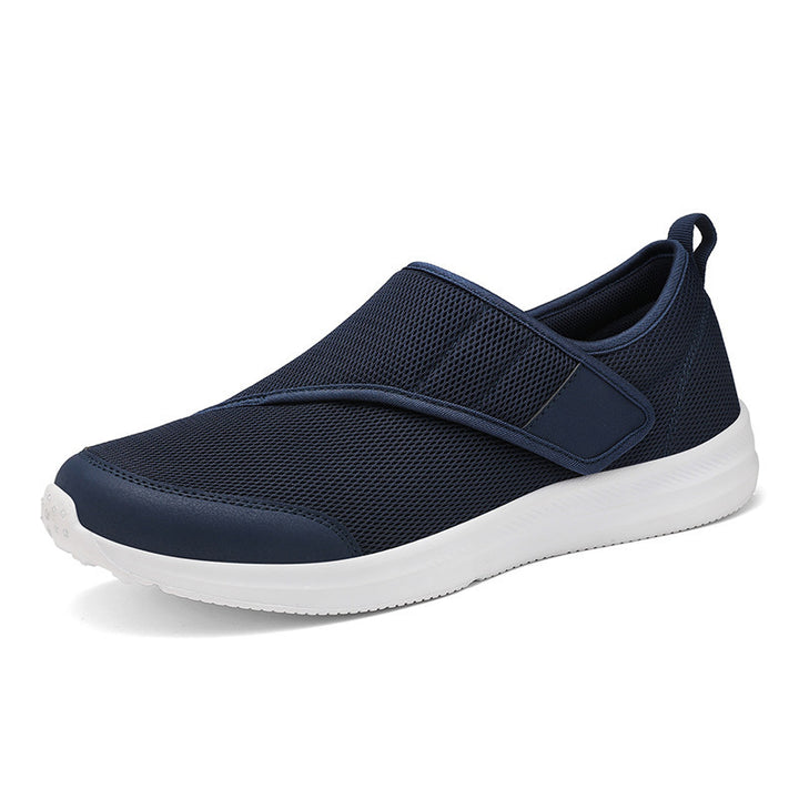 Herrer nan åndbar fritidssko i slip-on stil med velcro og polstret komfortsål Skovae