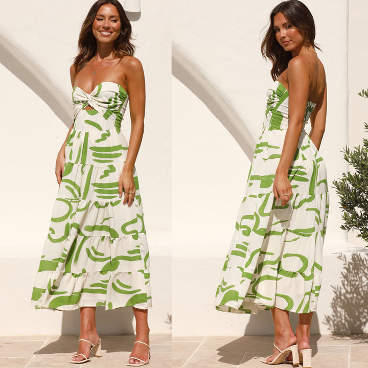 Dame maxikjole med strapless design og legende ruffle detaljer Stilla