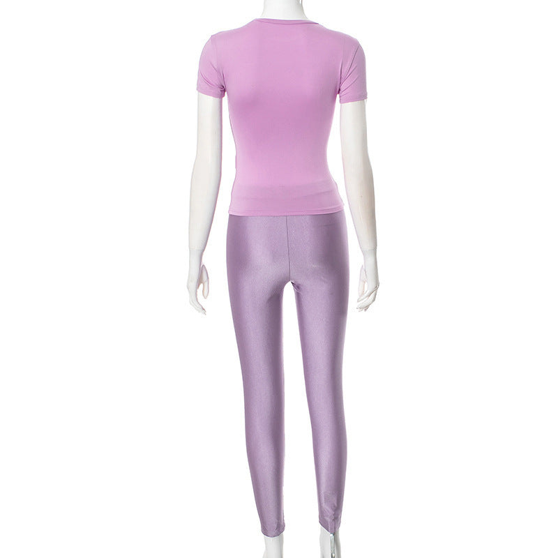 Dame Figursyet T-Shirt og Leggings Sæt Skovae