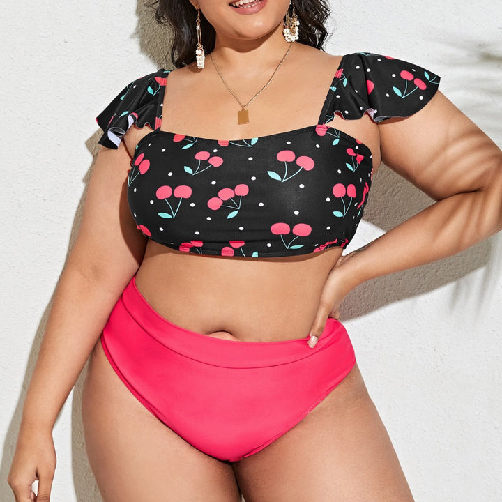 Dame Tankini-sæt med voluminøse flæsedetaljer og kvalitetsdesign Skovae
