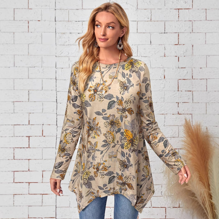 Damer Elegante og afslappede overdel med blomsterprint og asymmetrisk kant Stilla