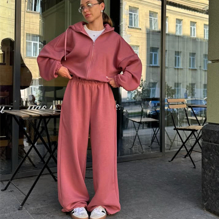 Kvinders behagelige hoodie og løse sweatpants sæt Skovae