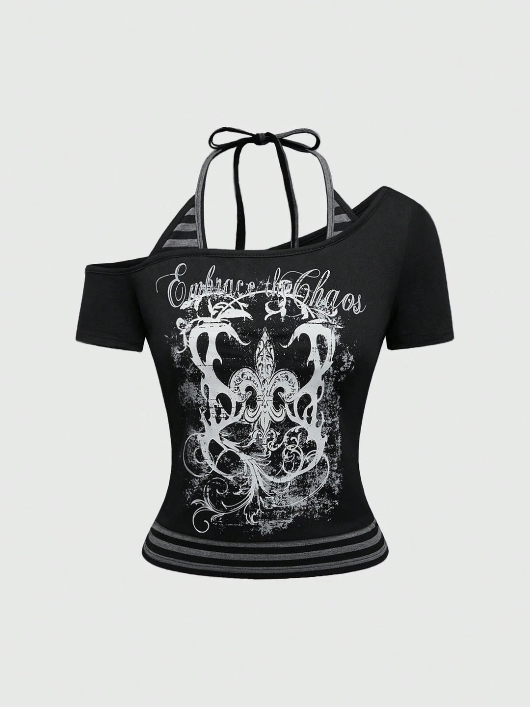 Dame Off-Shoulder Top med grafisk design Skovae