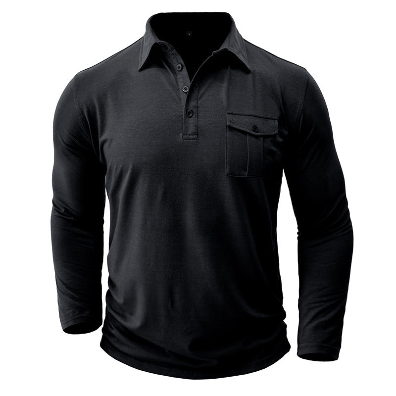 Herre Langærmet Poloshirt med praktisk brystlomme og moderne snit Stilla