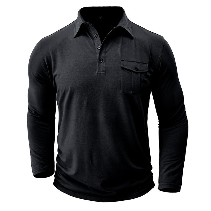 Herre Langærmet Poloshirt med praktisk brystlomme og moderne snit Stilla
