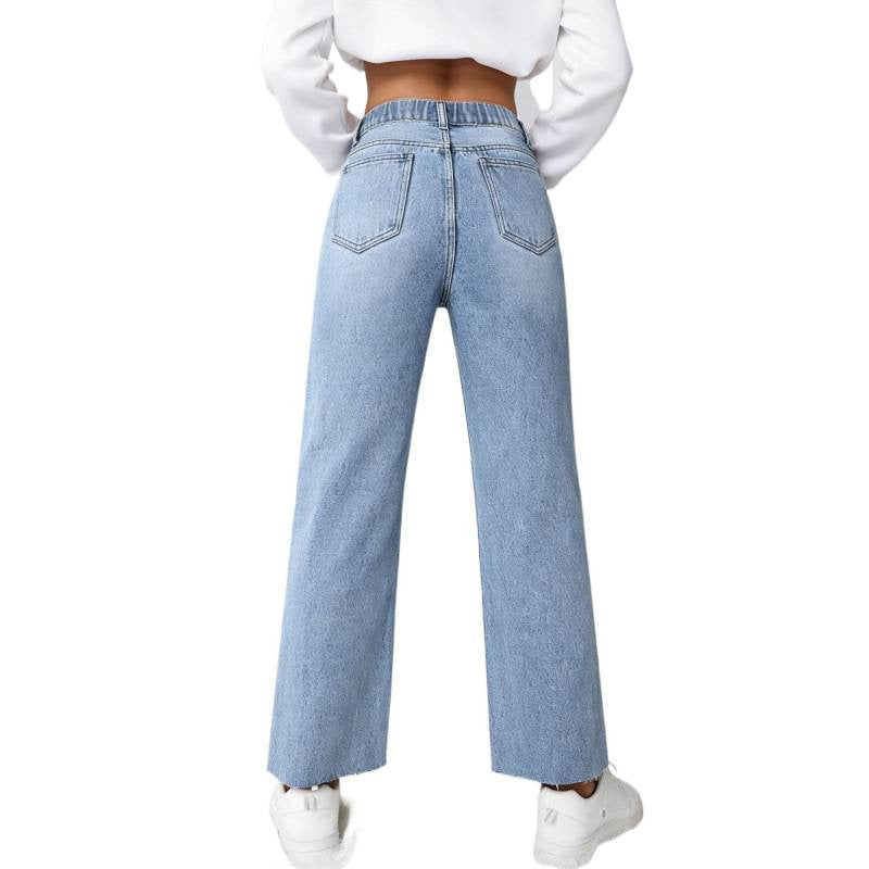 Dame Mom-Jeans i vintage-look med ødelagte effekter Skovae