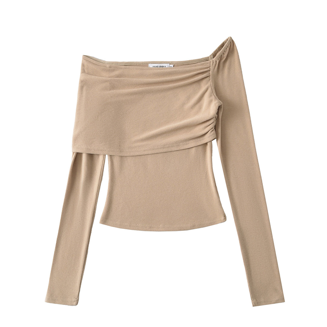 Dame asymmetrisk top med flæsedetaljer og elegant snit Stilla