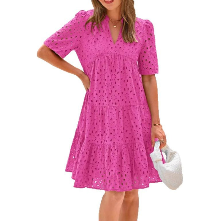 Dame Eyelet Stufers Midi Kjole Stilla