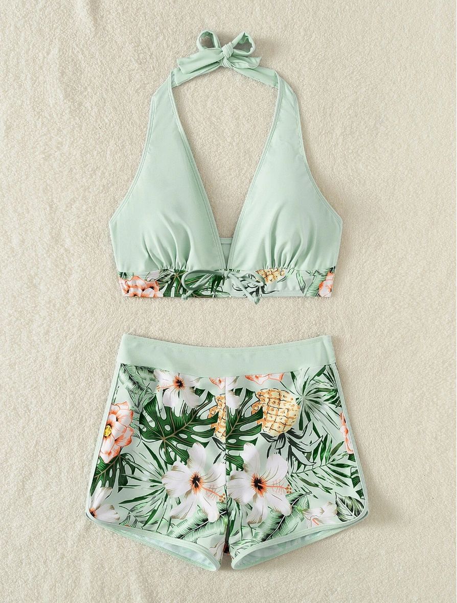 Dame Sporty bikini sæt med blomsterdesign Skovae