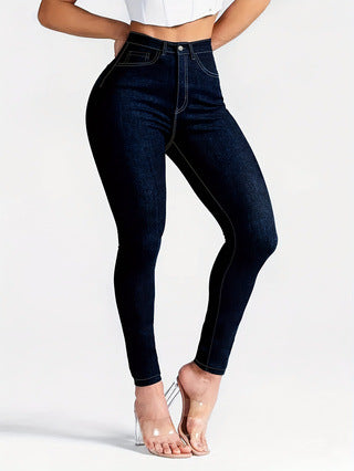 Dame tætsiddende højtalje jeans med figurformende design Stilla