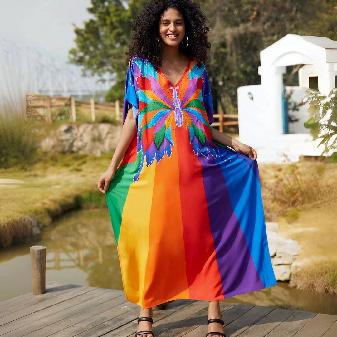 Dame Kaftan med attraktivt snit og livligt design Stilla