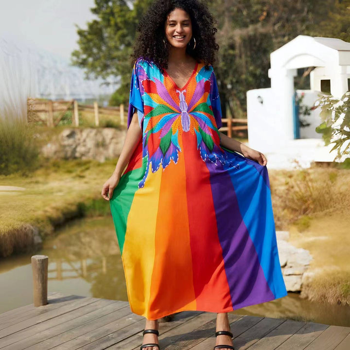 Dame Kaftan med attraktivt snit og livligt design Stilla