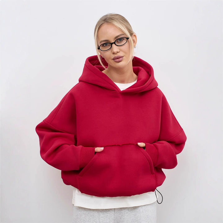 Kvinders casual oversized hættetrøje med kengurulomme og blødt foer Skovae
