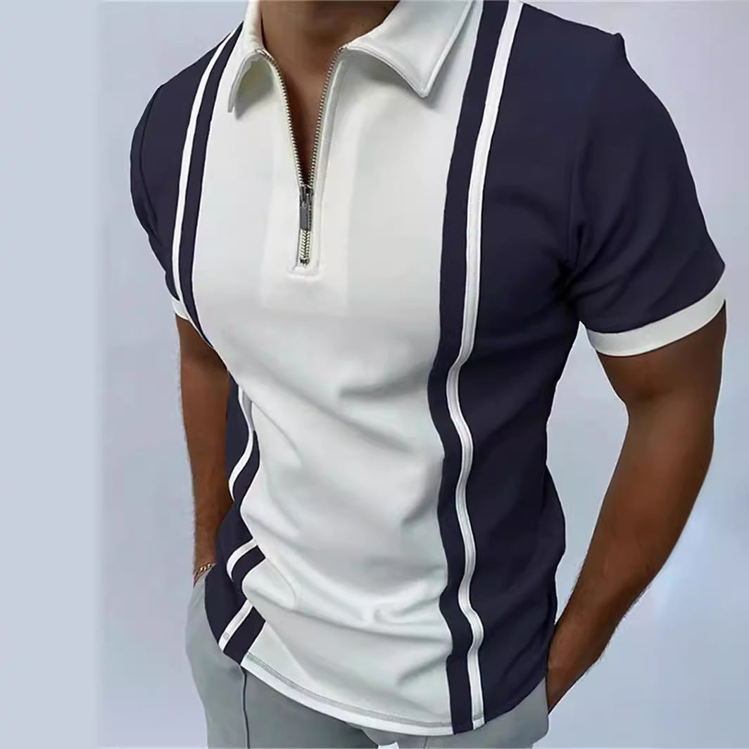 Herrer polo-shirt med fashionable lynlås og sporty design Stilla