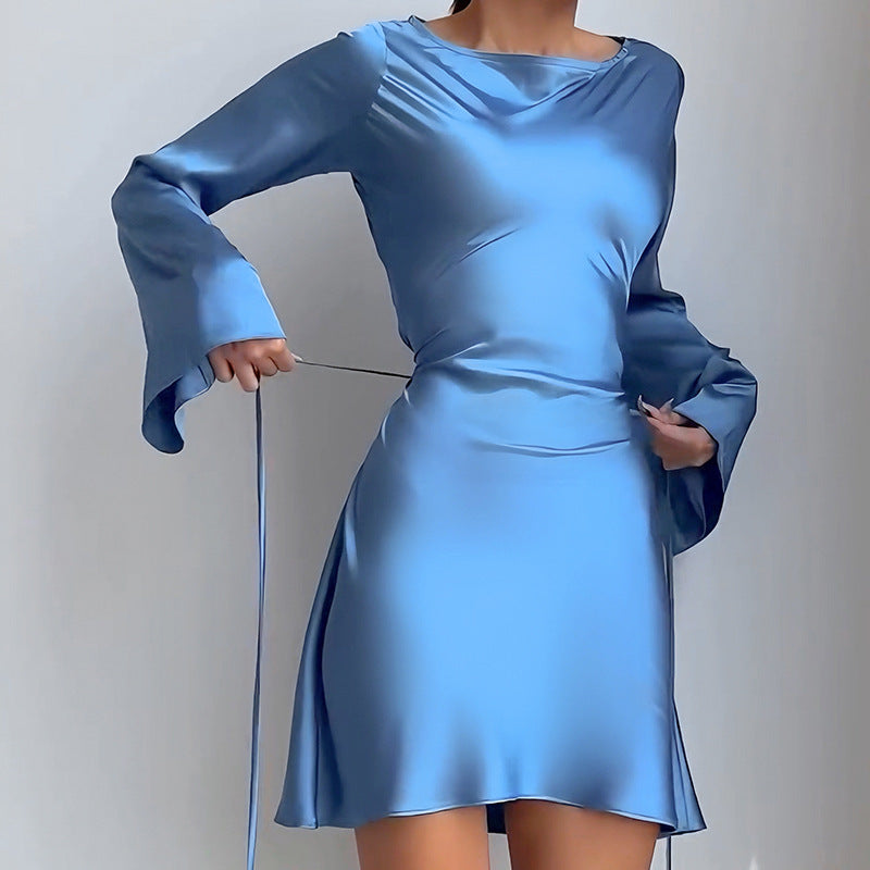 Dame Elegante Vrikle-Mini-Kjole Stilla