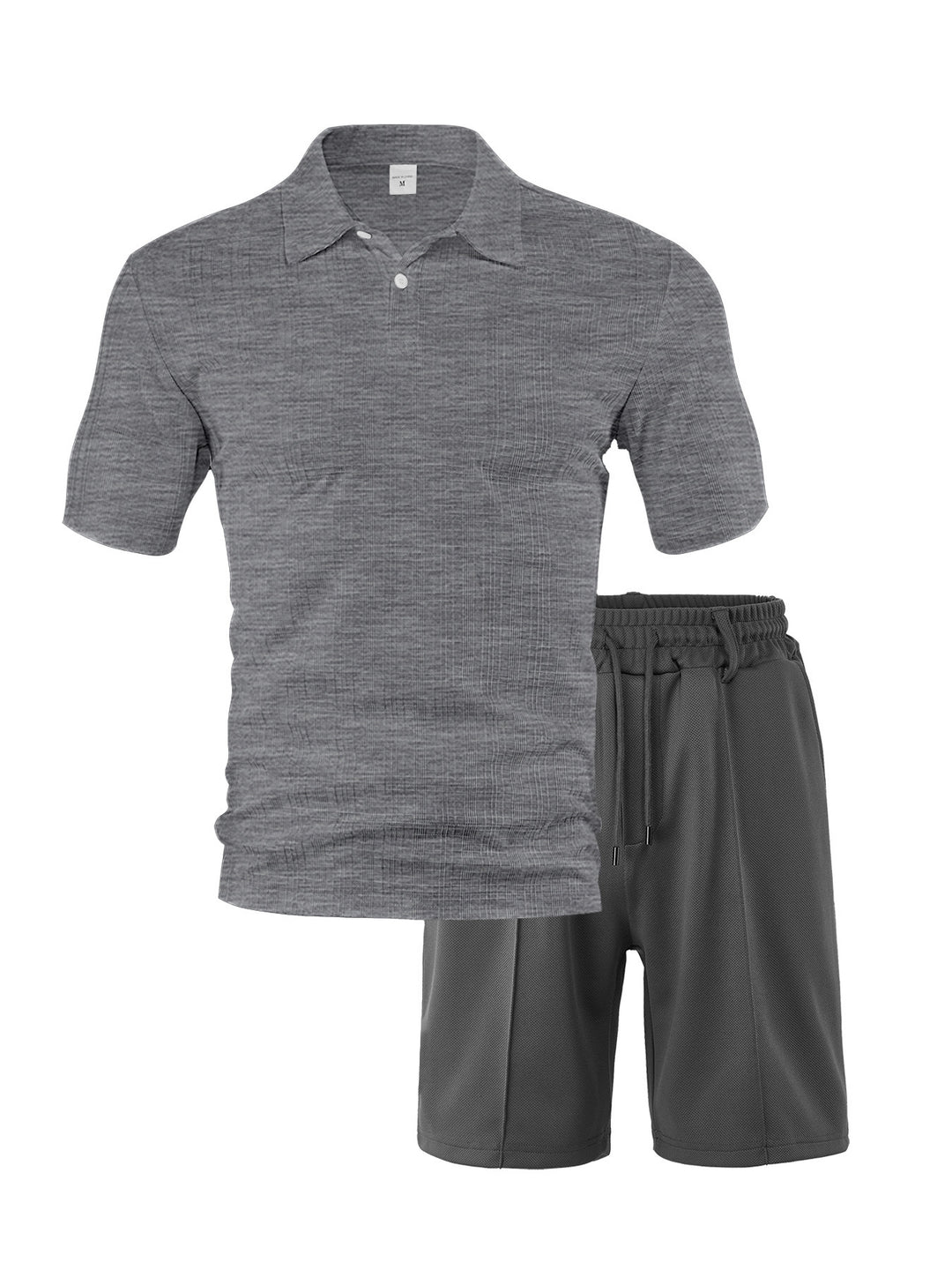 Herrer to-delt sommer-rejse-sæt med tekstureret kortærmet poloshirt og funktionelle mesh-shorts Skovae