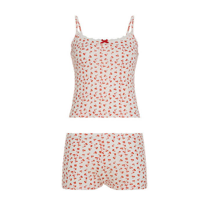 Dame natdragt-sæt med legesygt hjerte-mønster og justerbare stropper Skovae