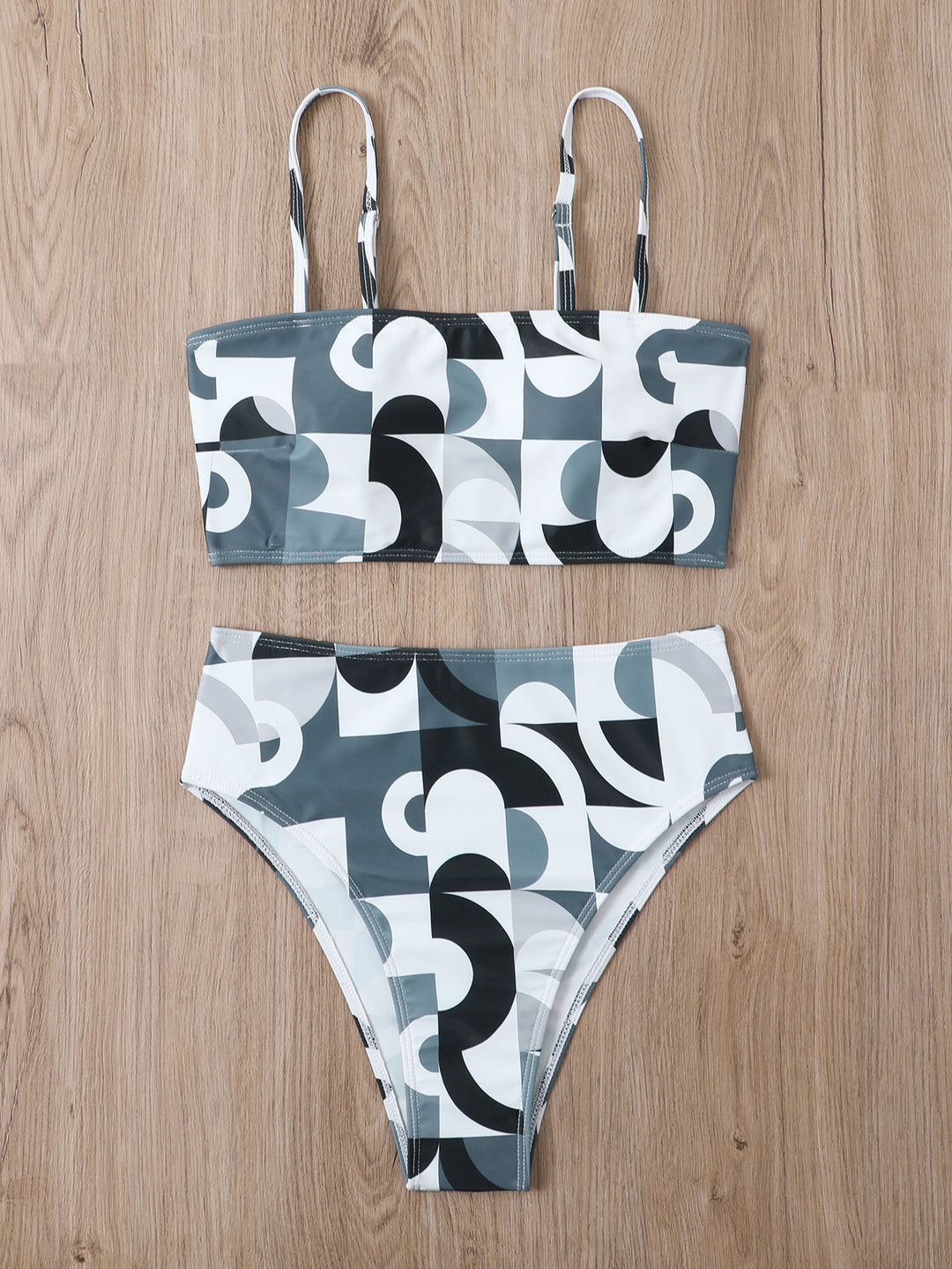 Dame Geometrisk Print Bralette Bikini Sæt Stilla