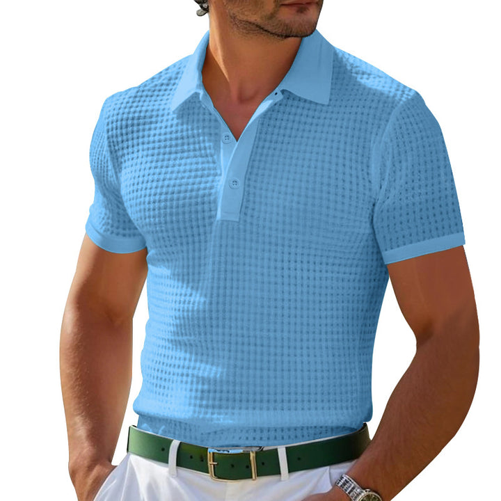 Herrer Poloshirt med struktureret stof og moderne knapdetaljer Stilla