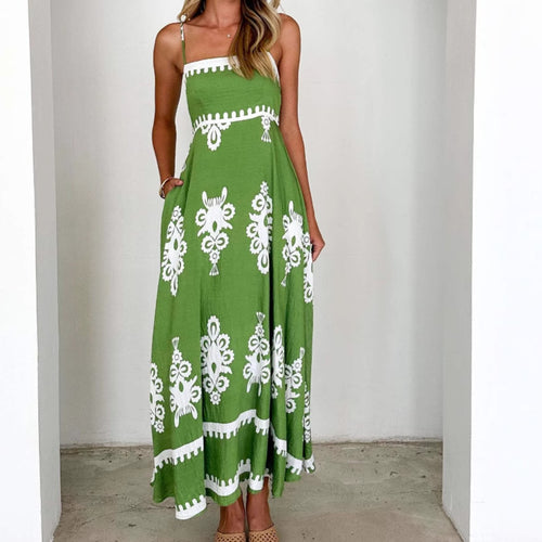 Dame Maxikjole med elegant Boho-mønster og filigran underdel Stilla