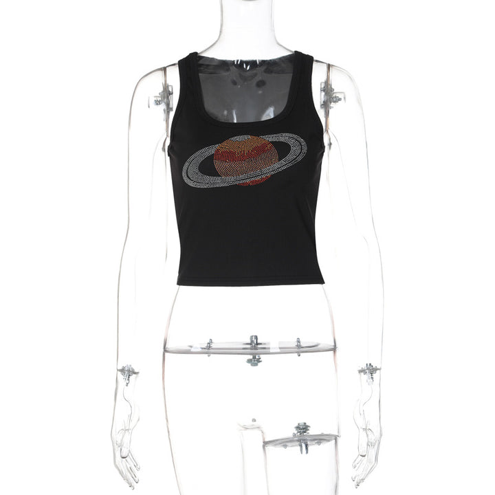 Dame Crop-Top med glitrende vinge-motiv og figurformende snit Stilla