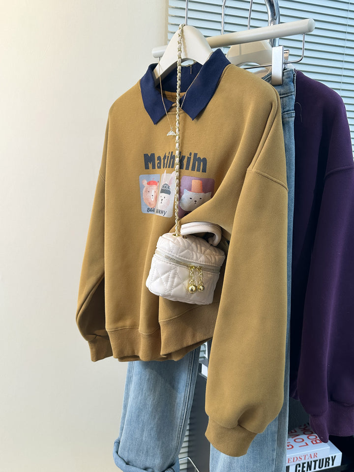 Femme Leges spillet grafisk sweatshirt med kontrastkrave Stilla