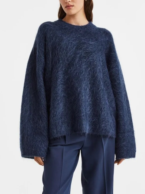 Dame oversized hyggetrøje med høj krave i mohair Stilla