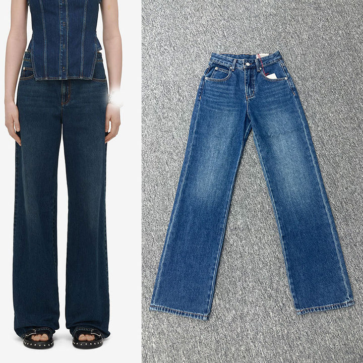 Dame Stretch-Jeans med høj talje og komfortabel indvendig linning Stilla