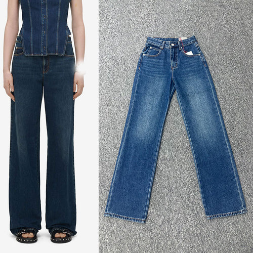 Dame Stretch-Jeans med høj talje og komfortabel indvendig linning Stilla