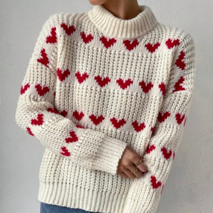 Femme Hjerte mønster Strik pullover Stilla