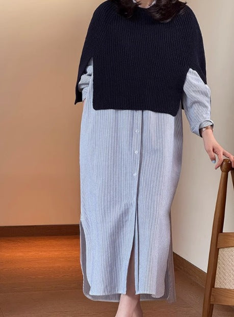 Dame skjortekjole med taljebælte og elegante detaljer Stilla