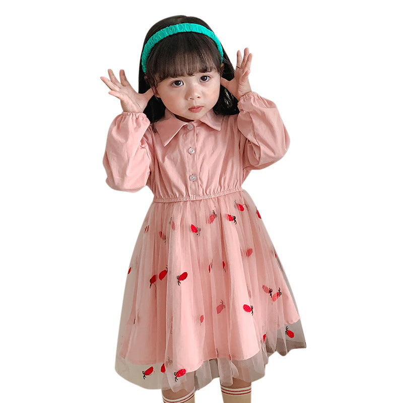Pige Elegant Floral Broderet Kjole Stilla