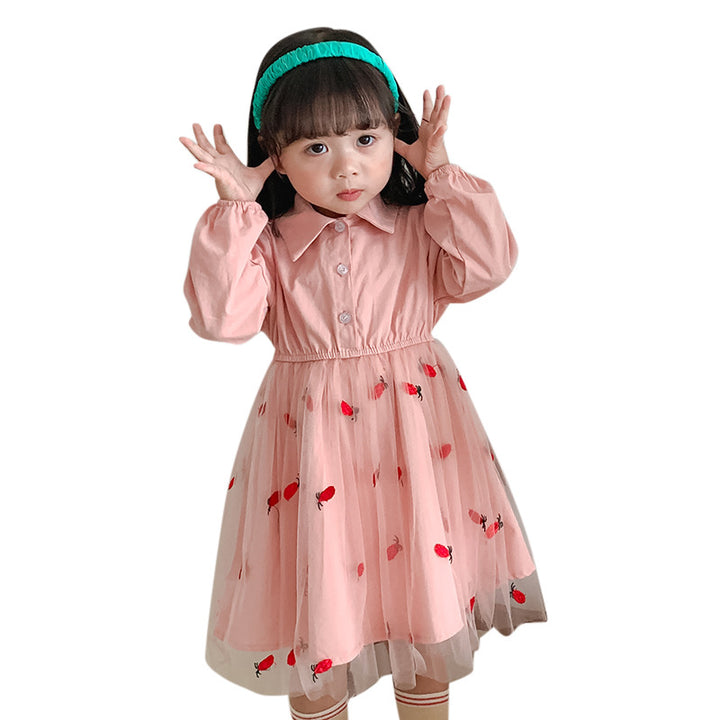Pige Elegant Floral Broderet Kjole Stilla