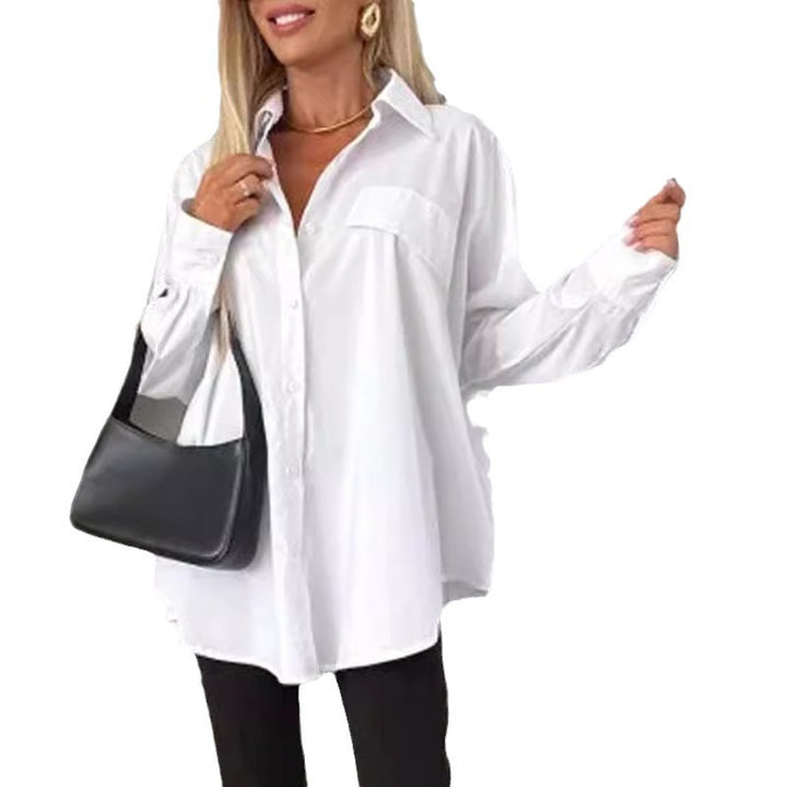 Dame Oversize Bluse med brystlomme Stilla
