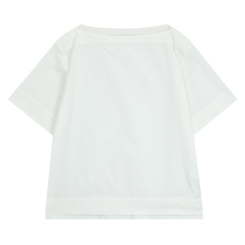 Dame moderne kortærmet bluse med afslappet snit og elegant rygsøm Stilla
