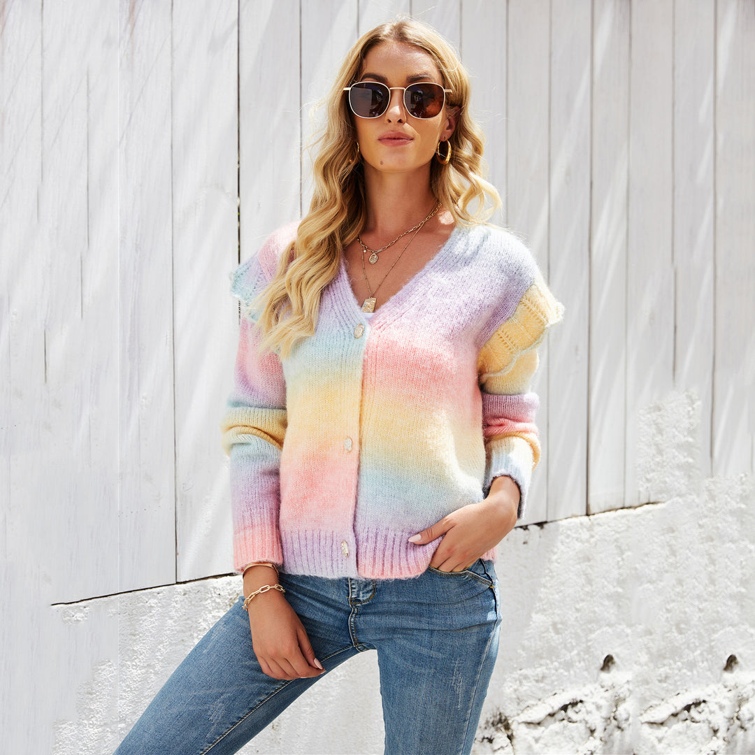 Damer fashionable cardigan med farverig gradient Stilla