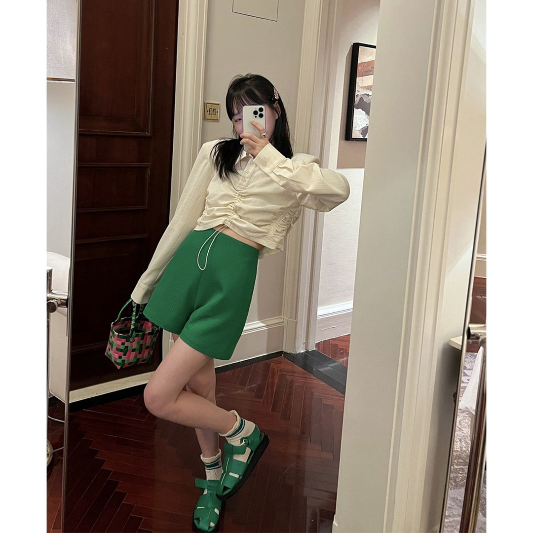 Dame elegante shorts med struktureret tekstur og høj talje Stilla
