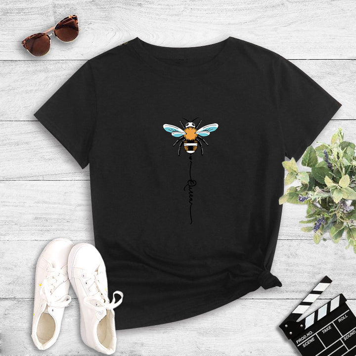 Dame T-shirt med kreativ bi-design Stilla